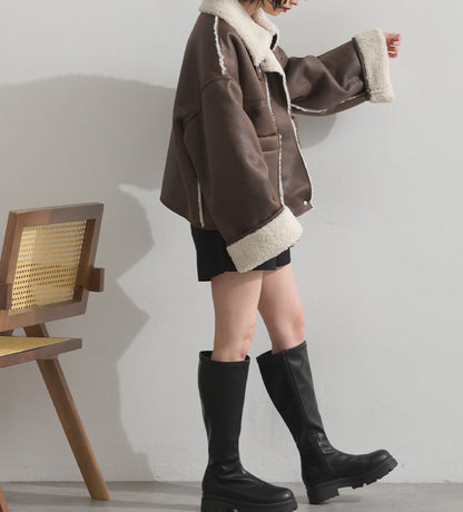 曰本JP直送 仿羊毛粘合夾克，帶羊毛襯裡 [2025 年秋冬新品] {11月30截單;預計10-14工作天發貨｝