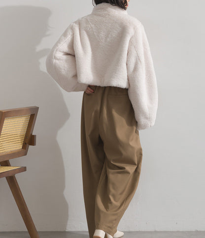 曰本JP直送  兔毛風格生態皮草短版大衣（附銜扣）[2025 秋冬新品] {11月30截單;預計10-14工作天發貨｝