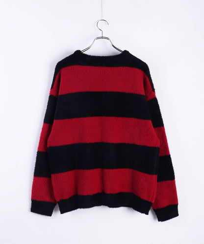 日本JP直送 羽毛紗線寬鬆條紋圓領針織衫 [2025 秋冬款] {11月30截單;預計10-14工作天發貨