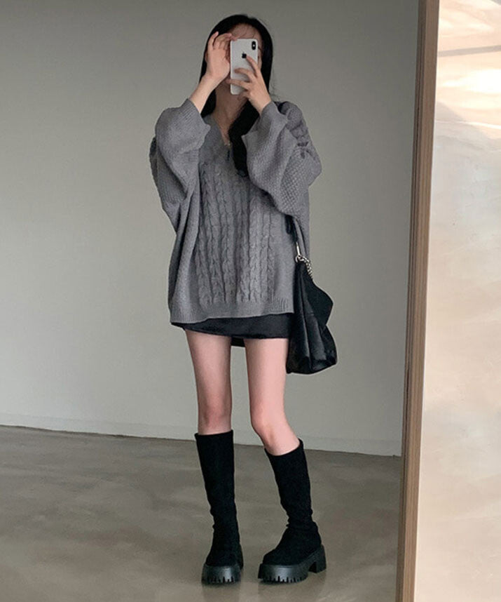 曰本JP直送  針織衫《V領超大針織衫，3種顏色可選》{11月30截單;預計10-14工作天發貨｝