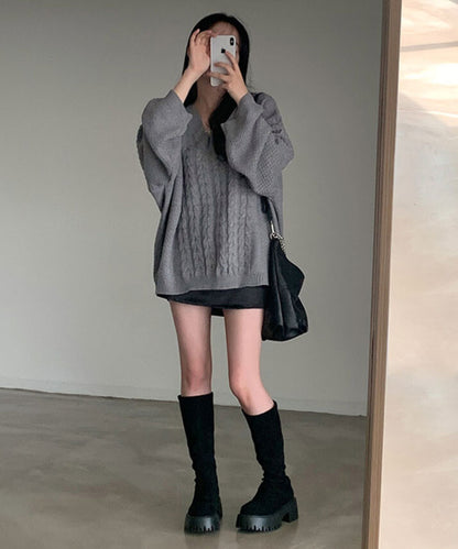 曰本JP直送  針織衫《V領超大針織衫，3種顏色可選》{11月30截單;預計10-14工作天發貨｝