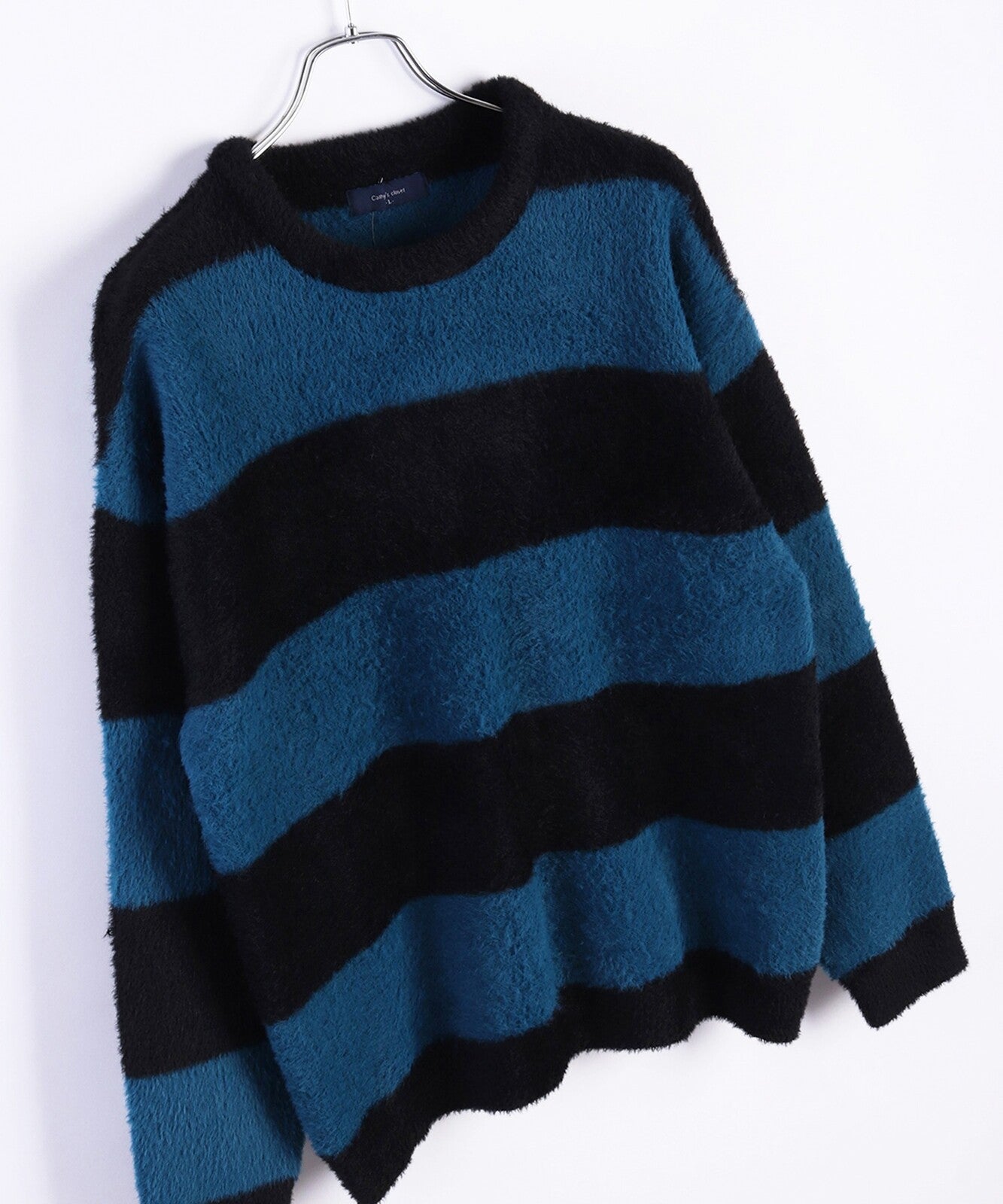 日本JP直送 羽毛紗線寬鬆條紋圓領針織衫 [2025 秋冬款] {11月30截單;預計10-14工作天發貨