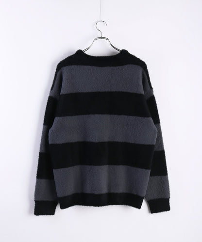 日本JP直送 羽毛紗線寬鬆條紋圓領針織衫 [2025 秋冬款] {11月30截單;預計10-14工作天發貨