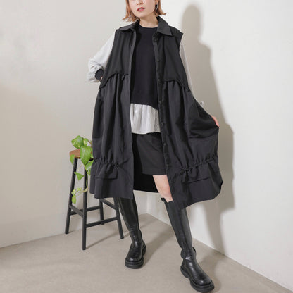 日本JP直送   腰部拱起，對比色布料，抽繩下擺，前開背心，2025 年新款 {11月30截單;預計10-14工作天發貨｝