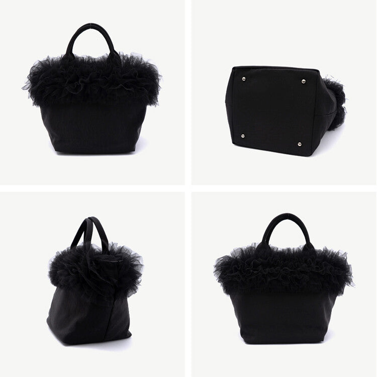 曰本JP直送 可愛迷你薄紗荷葉邊尼龍籃包 {11月30截單;預計10-14工作天發貨｝