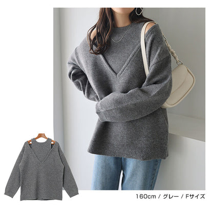 曰本JP直送 肩部開衩的多層針織上衣{11月30截單;預計10-14工作天發貨｝