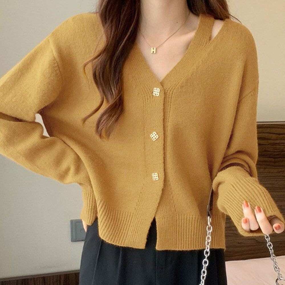 日本JP直送  開襟衫《肩部開衩針織開襟衫》 {11月30截單;預計10-14工作天發貨｝