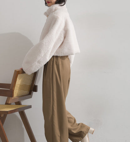 曰本JP直送  兔毛風格生態皮草短版大衣（附銜扣）[2025 秋冬新品] {11月30截單;預計10-14工作天發貨｝