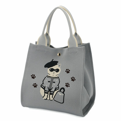 日本JP 直送   【2025新品】時尚貓咪印花針織兩用包 <Minyu> 單肩包 推薦{11月30截單;預計10-14工作天發貨｝