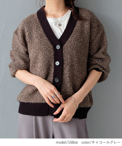 曰本JP直送  【2025新品♪】迷你毛圈紗混色針織開襟衫{11月30截單;預計10-14工作天發貨｝