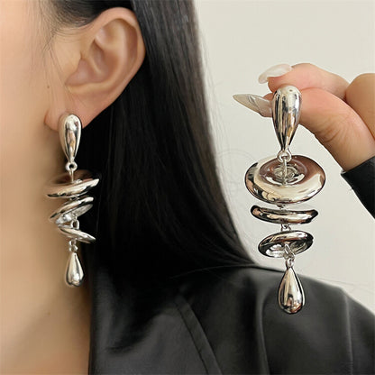 日本JP直送【新增顏色】多層圓形水滴長耳環“2025新品”{11月30截單;預計10-14工作天發貨｝