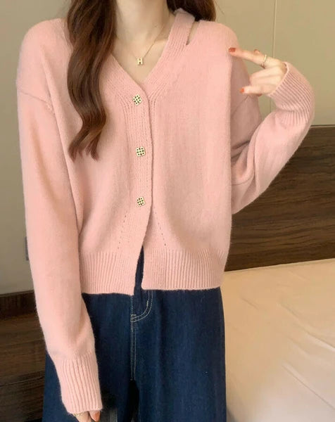 日本JP直送  開襟衫《肩部開衩針織開襟衫》 {11月30截單;預計10-14工作天發貨｝