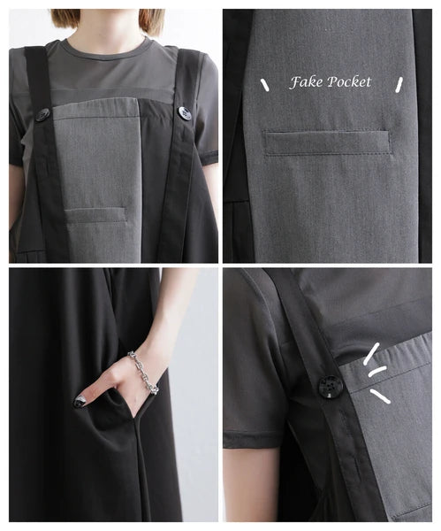 日本JP直送  不對稱色褶襉背帶裙 2025SS 新款{11月30截單;預計10-14工作天發貨｝