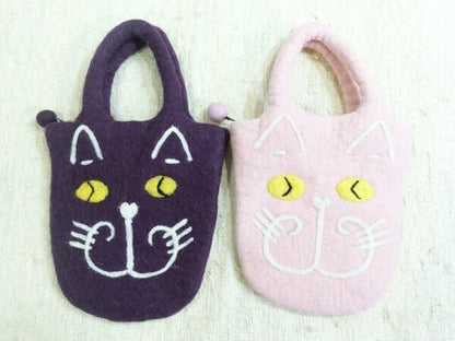 日本JP 直 送  毛氈貓臉手提袋{11月30截單;預計10-14工作天發貨｝