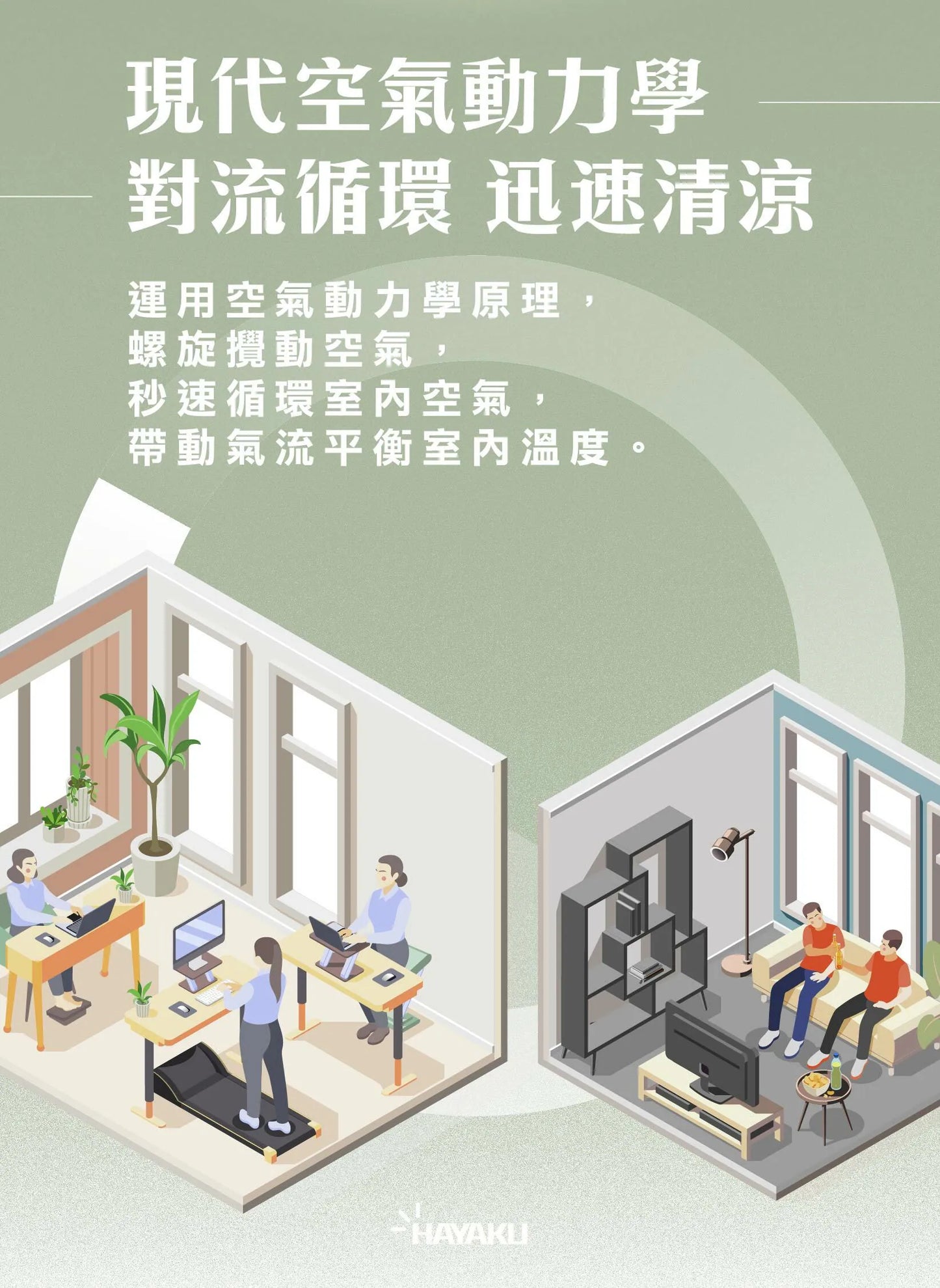 Hayaku Windy 雙頭渦輪風扇｜超靜音｜大風力｜360度送風  {3月15截單;預計10-14 工作天發貨}