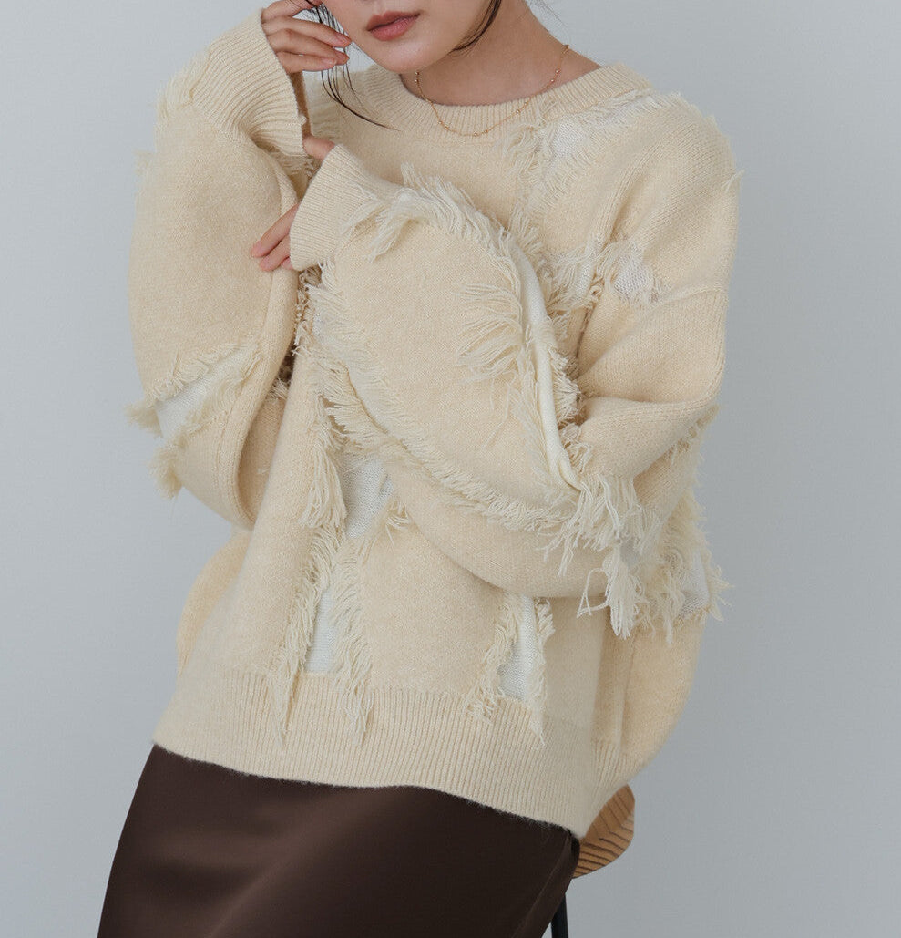 曰本JP直送  2025秋冬新品毛茸茸提花針織上衣 {11月30截單;預計10-14工作天發貨｝