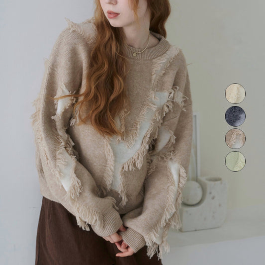 曰本JP直送  2025秋冬新品毛茸茸提花針織上衣 {11月30截單;預計10-14工作天發貨｝