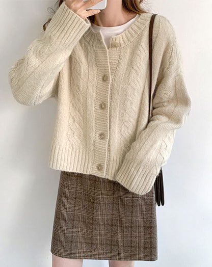 日本JP直送 開襟衫《麻花針織開襟衫，3色可選》{11月30截單;預計10-14工作天發貨｝