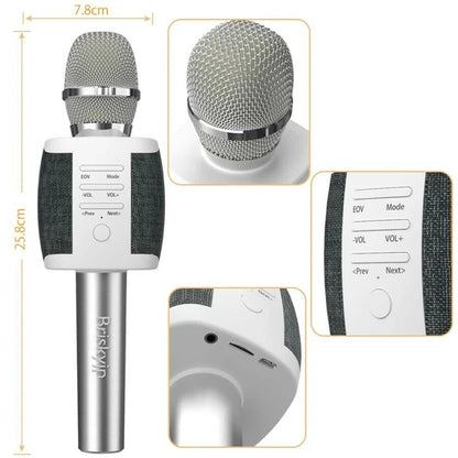 日本JP直送 卡拉 OK 麥克風，家用藍牙無線麥克風，高音質，內建揚聲器，降噪   {3月15截單;預計10-14 工作天發貨}