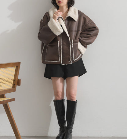 曰本JP直送 仿羊毛粘合夾克，帶羊毛襯裡 [2025 年秋冬新品] {11月30截單;預計10-14工作天發貨｝