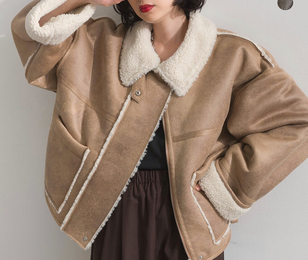 曰本JP直送 仿羊毛粘合夾克，帶羊毛襯裡 [2025 年秋冬新品] {11月30截單;預計10-14工作天發貨｝