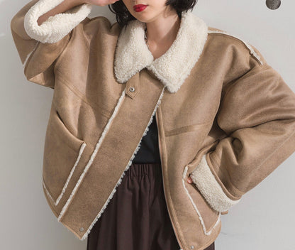 曰本JP直送 仿羊毛粘合夾克，帶羊毛襯裡 [2025 年秋冬新品] {11月30截單;預計10-14工作天發貨｝