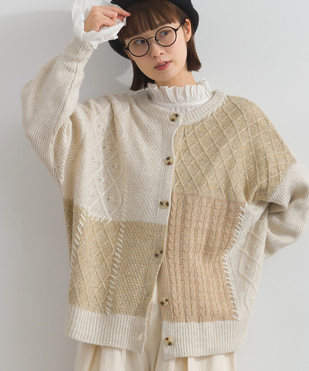 日本JP直送  混色針織開襟衫，附格紋設計 [2025 秋冬新品]　 {11月30截單;預計10-14工作天發貨｝