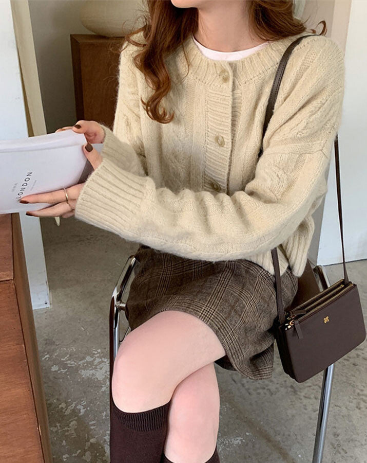 日本JP直送 開襟衫《麻花針織開襟衫，3色可選》{11月30截單;預計10-14工作天發貨｝