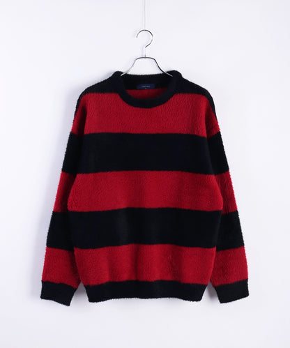 日本JP直送 羽毛紗線寬鬆條紋圓領針織衫 [2025 秋冬款] {11月30截單;預計10-14工作天發貨