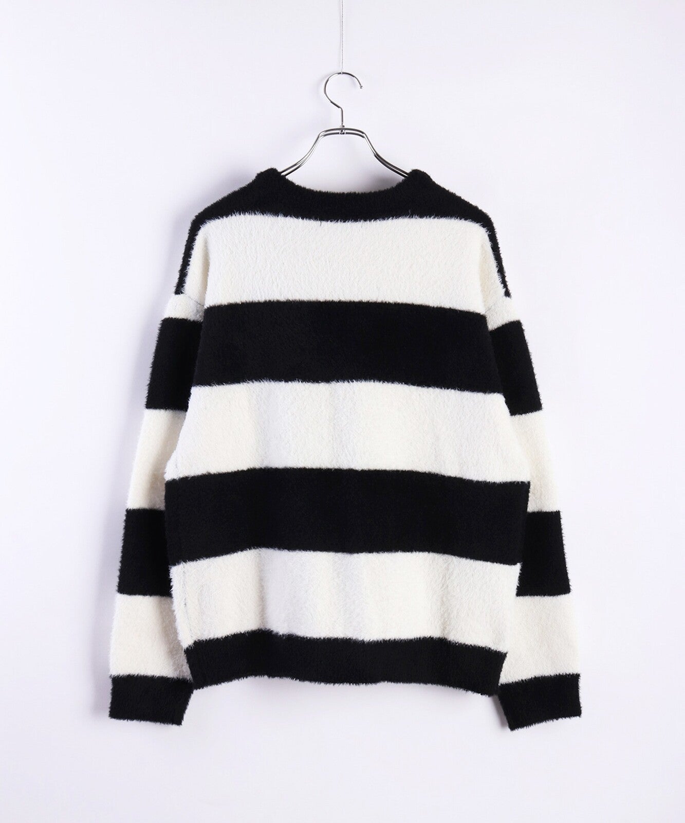 日本JP直送 羽毛紗線寬鬆條紋圓領針織衫 [2025 秋冬款] {11月30截單;預計10-14工作天發貨