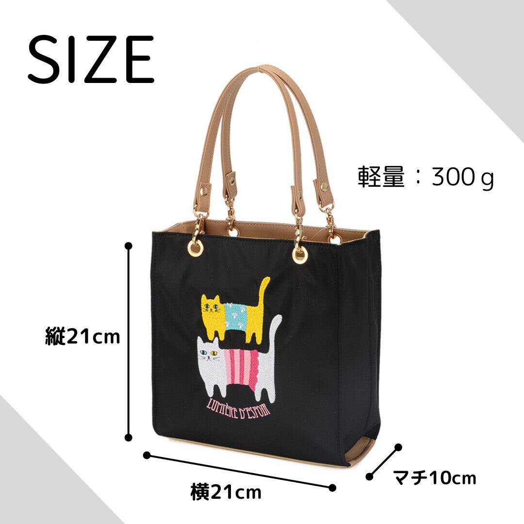 日本JP直送 人氣刺繡手提包【Sifur】女士貓咪輕便款      {7月12截單;預計10-14 工作天發貨}