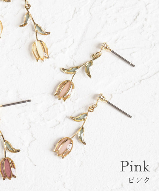 [日本製] 鬱金香搖擺滴膠耳環｛11月30截單;預計10-14工作天發貨｝