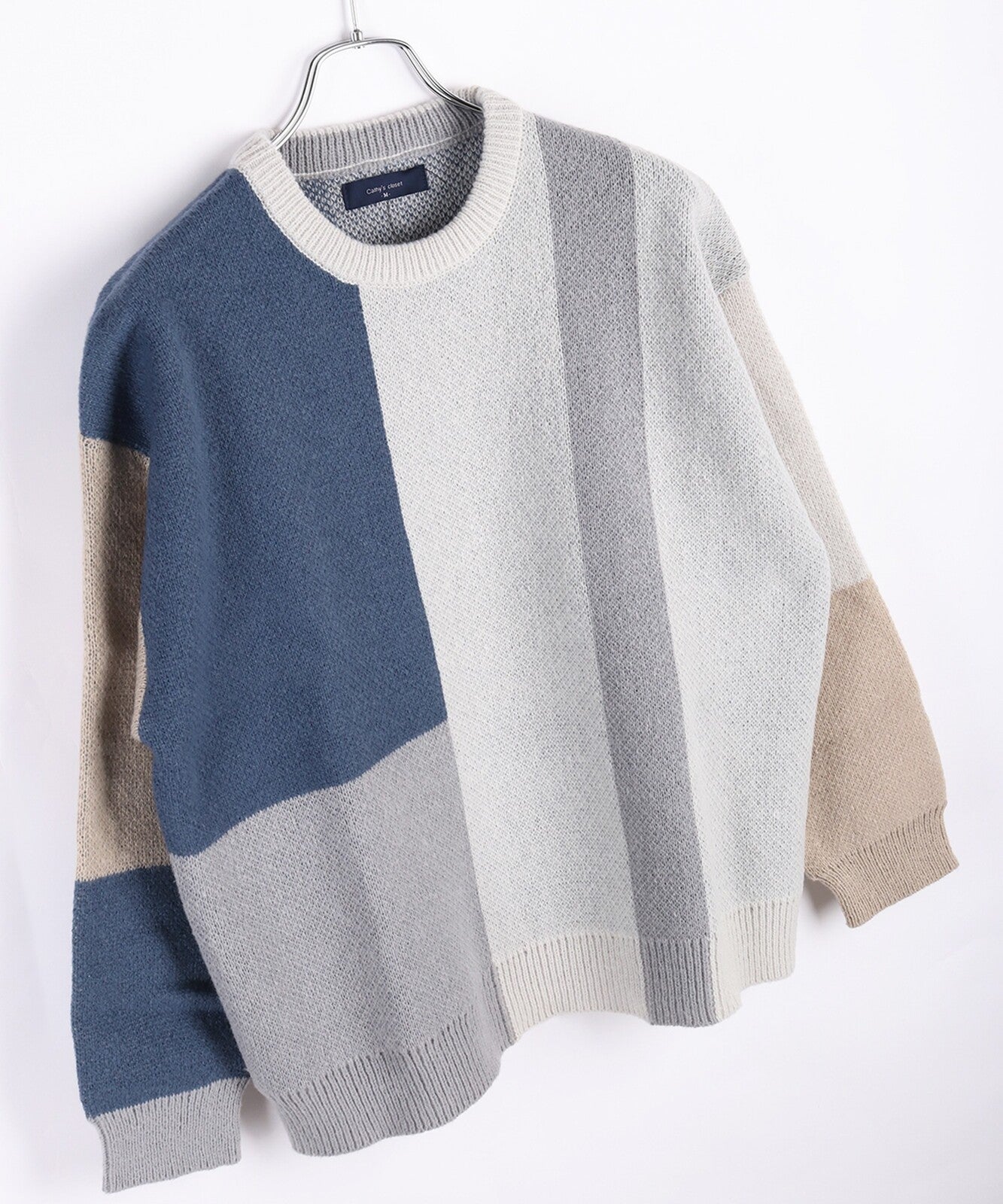 日本JP直送 撞色拼接圓領針織衫 [2025 秋冬款]  {11月30截單;預計10-14工作天發貨