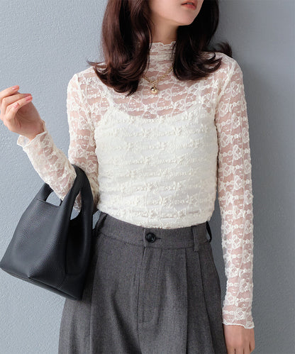 日本JP直送  【 2025新品♪】褶飾蕾絲上衣{11月30截單;預計10-14工作天發貨｝