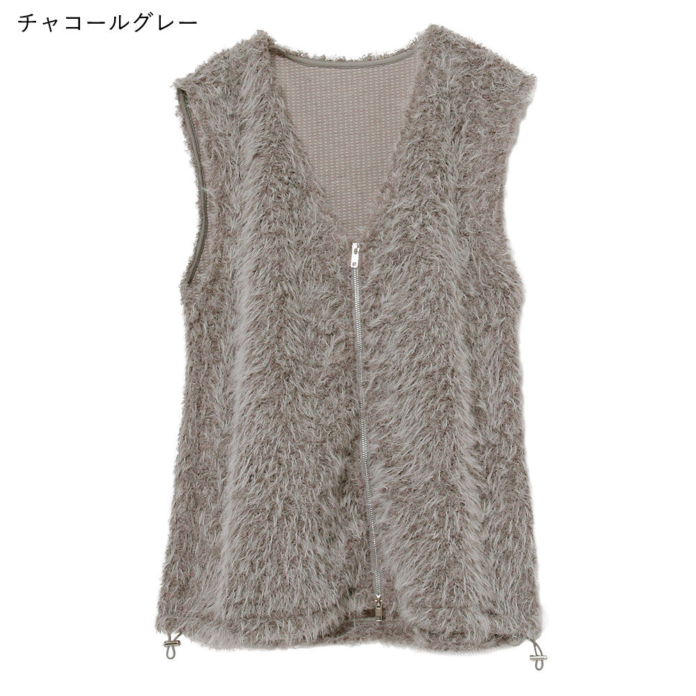 日本JP直送【2025新品♪】Shaggy Boa 雙拉鍊背心{11月30截單;預計10-14工作天發貨｝