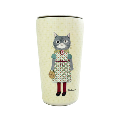 曰本JP直送  不鏽鋼保溫杯帶蓋 (大號) (貓咪圖案) {11月30截單;預計10-14工作天發貨｝