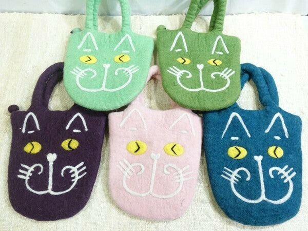 日本JP 直 送  毛氈貓臉手提袋{11月30截單;預計10-14工作天發貨｝