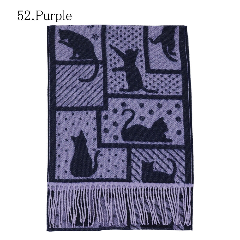 曰本JP直送  日本製 拼布貓咪印花窄披肩{11月30截單;預計10-14工作天發貨｝