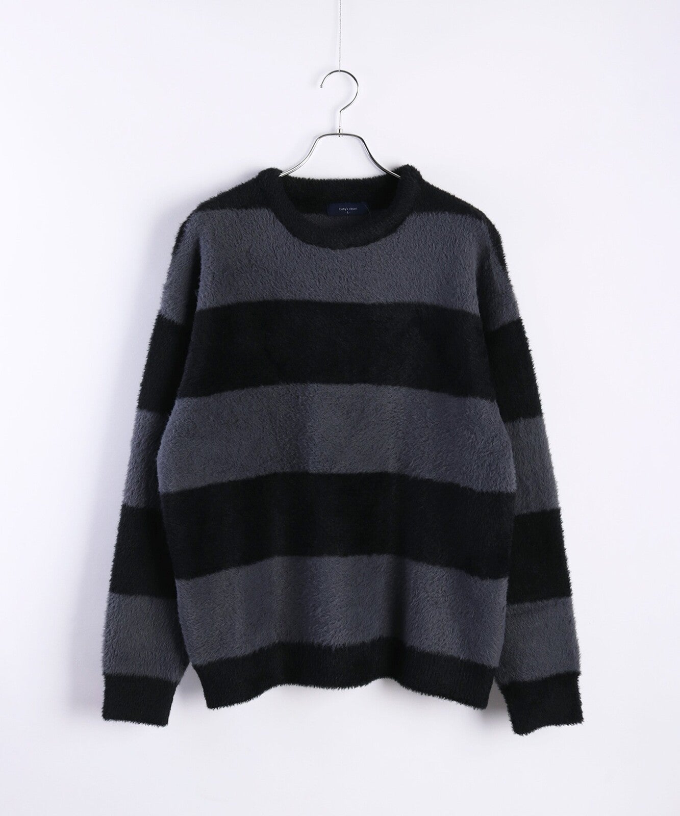 日本JP直送 羽毛紗線寬鬆條紋圓領針織衫 [2025 秋冬款] {11月30截單;預計10-14工作天發貨