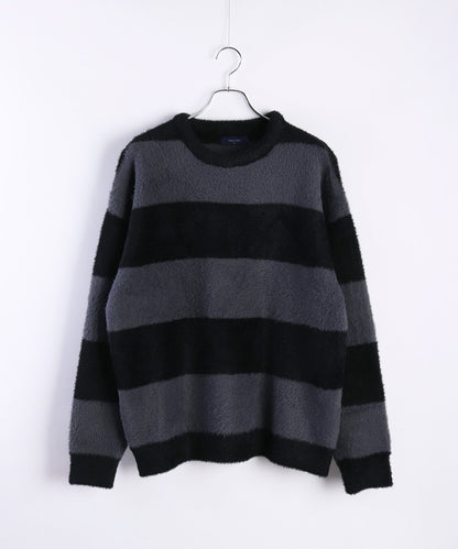 日本JP直送 羽毛紗線寬鬆條紋圓領針織衫 [2025 秋冬款] {11月30截單;預計10-14工作天發貨