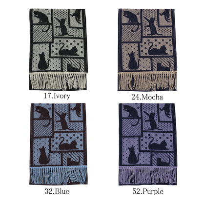 曰本JP直送  日本製 拼布貓咪印花窄披肩{11月30截單;預計10-14工作天發貨｝