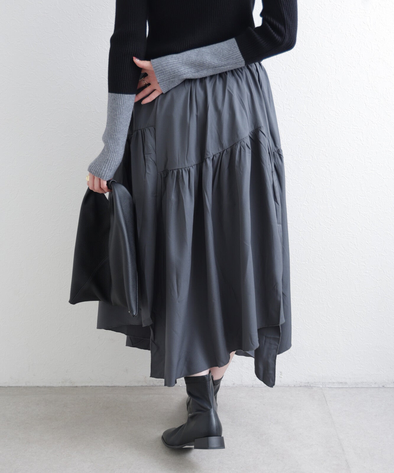 日本JP直送  2025AW 不對稱褶皺半身裙 2025 新款 經濟型{11月30截單;預計10-14工作天發貨｝