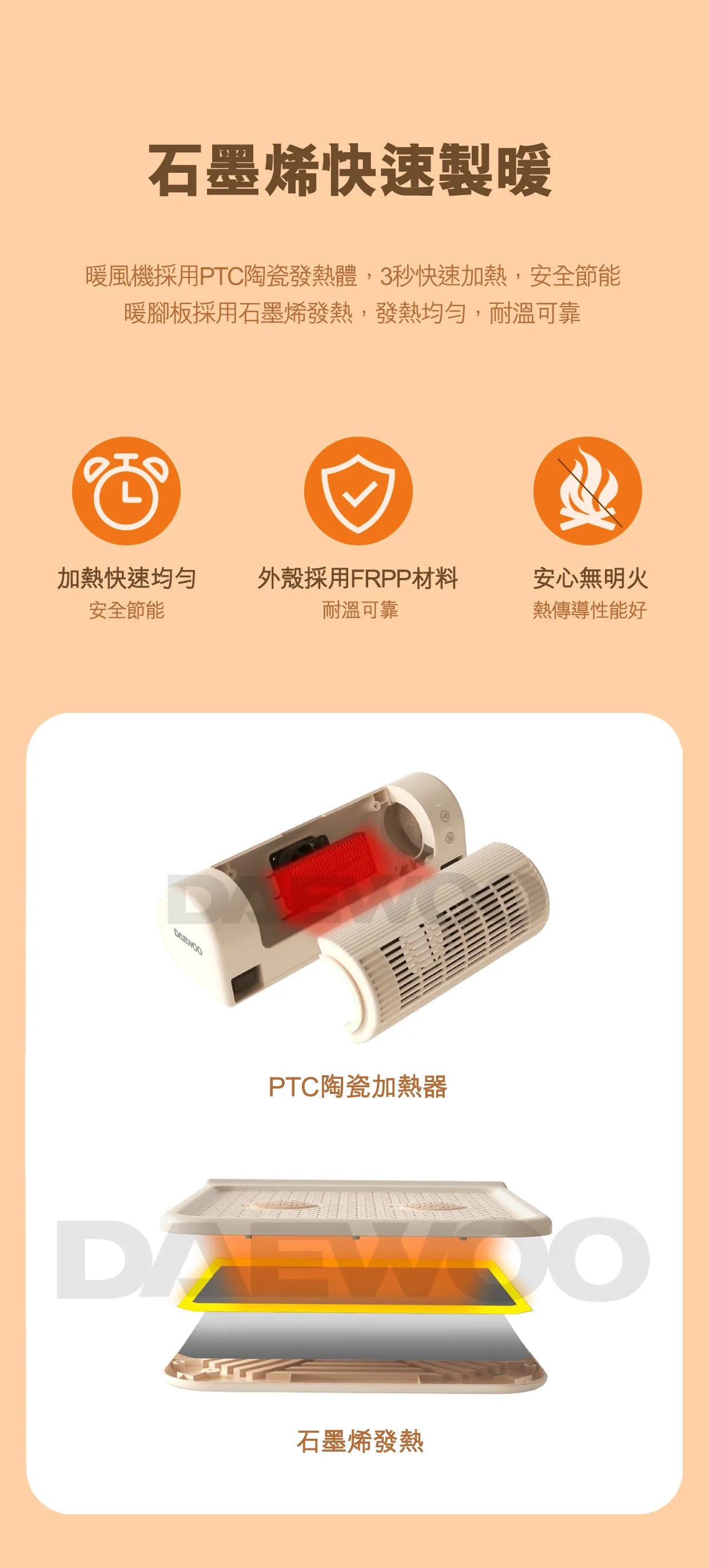 DAEWOO 烘腳暖風一體機｜養生式暖腳   {3月15截單;預計10-14 工作天發貨}