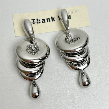 日本JP直送【新增顏色】多層圓形水滴長耳環“2025新品”{11月30截單;預計10-14工作天發貨｝