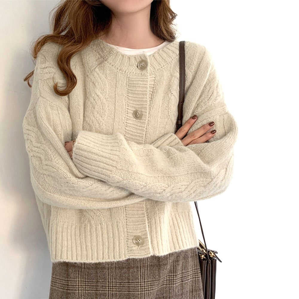 日本JP直送 開襟衫《麻花針織開襟衫，3色可選》{11月30截單;預計10-14工作天發貨｝