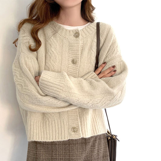 日本JP直送 開襟衫《麻花針織開襟衫，3色可選》{11月30截單;預計10-14工作天發貨｝