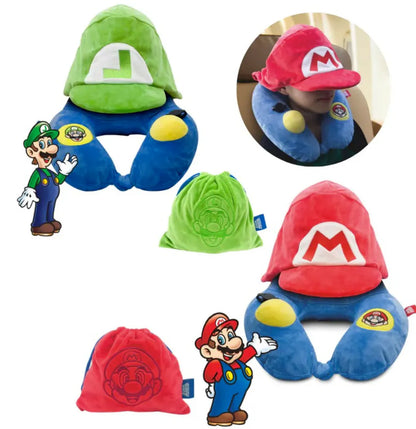 【全新Super Mario™ 款式】全球網上獨家發售🏆瑞士Travelmall 旅行3D充氣連帽頸枕│按摩頸枕│不需用嘴吹│手動按壓充氣│摺疊便攜     {8月2截單;預計10-14 工作天發貨}