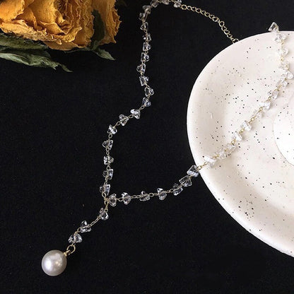 韓國女士水晶項鍊，925鍍銀項鍊｛11月30截單;預計10-14工作天發貨｝