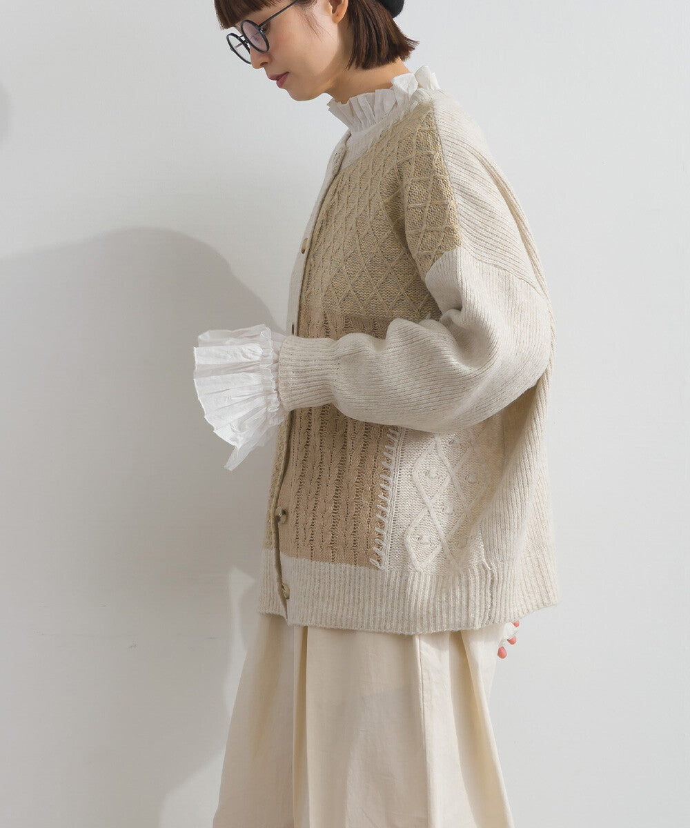 日本JP直送  混色針織開襟衫，附格紋設計 [2025 秋冬新品]　 {11月30截單;預計10-14工作天發貨｝