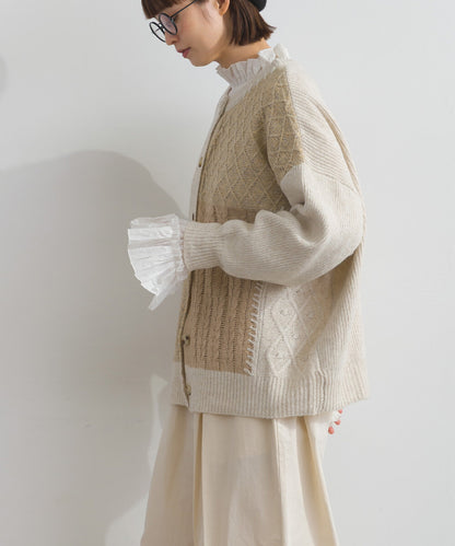 日本JP直送  混色針織開襟衫，附格紋設計 [2025 秋冬新品]　 {11月30截單;預計10-14工作天發貨｝